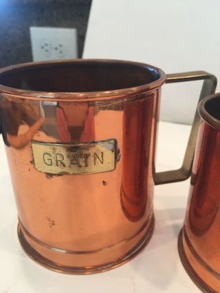 set of 3 Vtg Copper and brass Mug,  Stein,  Tankard,  Brass Handle with GRAIN label 5