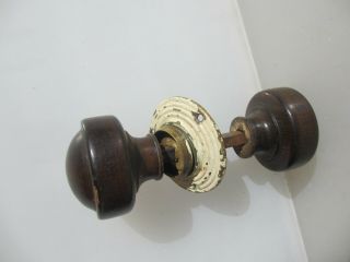 Antique Wooden Door Knobs Handle Pulls Vintage Brass Plate Old Victorian