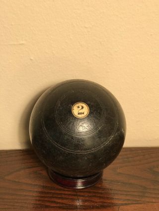 antique lawn bowl/bocce/duckpin ball game ball 2