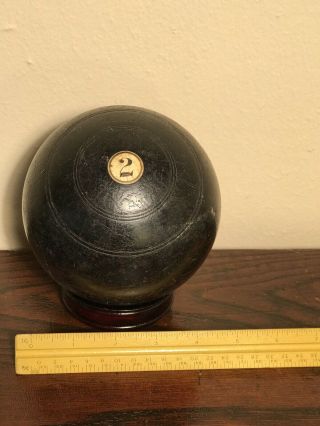 antique lawn bowl/bocce/duckpin ball game ball 3