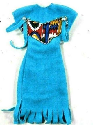 Barbie Vintage Blue Pocahontas Dress - - Western Design - - Fringe