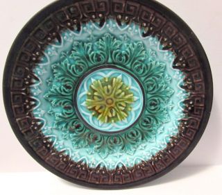 Antique Faience Majolica 6.  5 " Plate Turquoise Vbs202 Intricate Design Late1800s