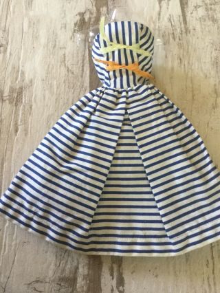 Vintage Barbie Cotton Casual Dress 912 Navy Blue And White Striped