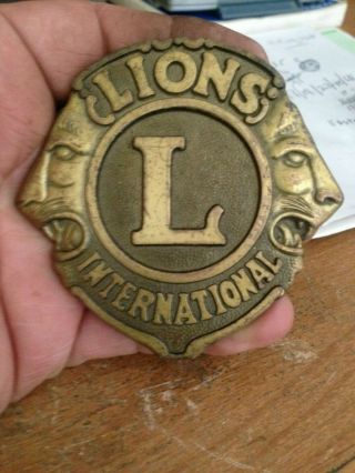 Vintage Lions Club International Brass Badge