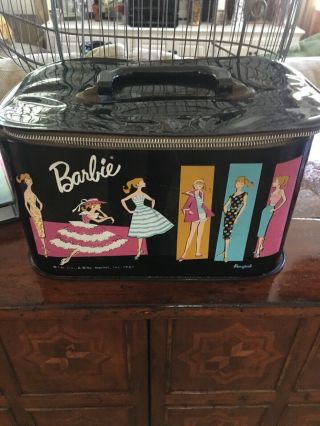 Vintage Mattel Barbie Carrying Case Ponytail Black Train Travel Case 1961