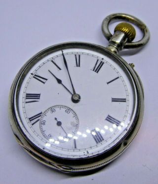 Antique White Metal Hand Winding Mechanical Open Faced Pocket Watch Ref 12