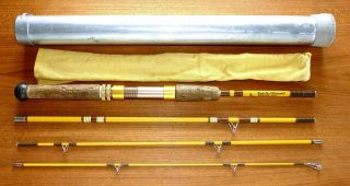 Vtg Wright & Mcgill Eagle Claw Trailmaster M4tms 6.  5 Ft Spinning Rod Tube & Sock