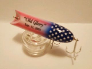 SOUTH BEND LUHR JENSEN BASS - ORENO WOOD LURE OLD GLORY 288 Signed Collectible 2