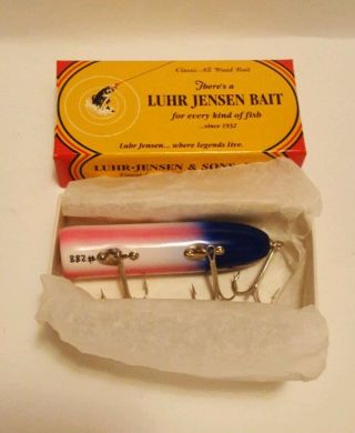 SOUTH BEND LUHR JENSEN BASS - ORENO WOOD LURE OLD GLORY 288 Signed Collectible 3