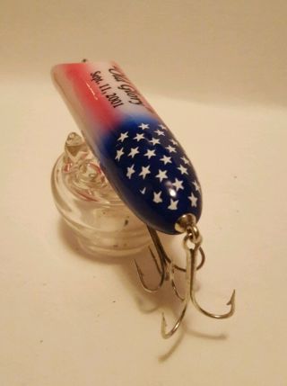 SOUTH BEND LUHR JENSEN BASS - ORENO WOOD LURE OLD GLORY 288 Signed Collectible 6
