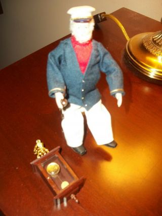 Victorian Man Artist 1:12 Dollhouse Miniature Gentleman Captain,  Clock