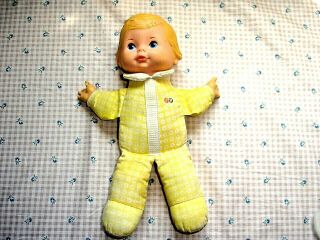 Vintage Fisher Price 1975 Honey Lapsitter Baby Boy Doll - 208 Yellow Suit