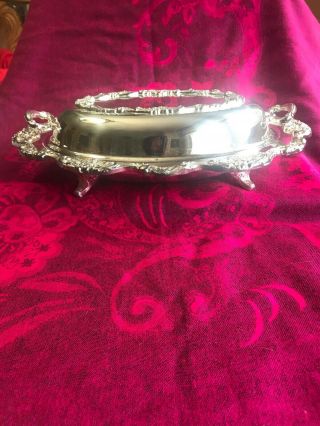 Vintage Silver Plate Footed Covered Dish
