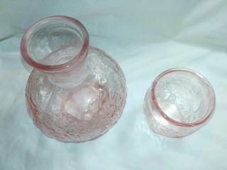 Antique Vintage Pink Depression Glass Bedside Carafe Pitcher and Tumbler Cup 3