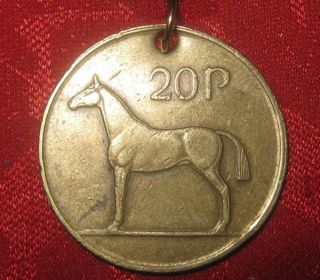 Vintage Antique Celtic Ireland Irish Horse/harp Coin Gold Pendant Necklace