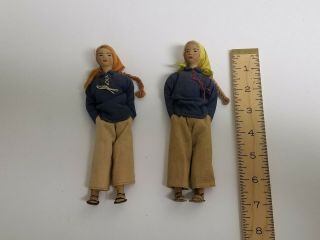Vintage Bisque German 7 " Dolls Blonde Girls Women Hands In Pockets