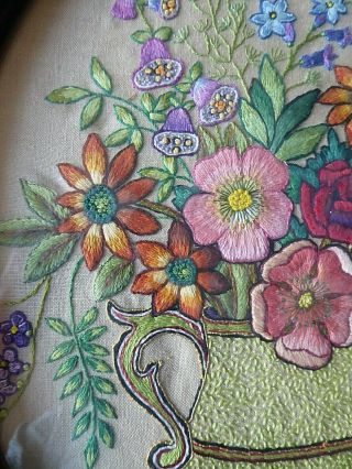 VINTAGE HAND EMBROIDERED PICTURE - EXQUISITE FLORAL BOUQUET 4