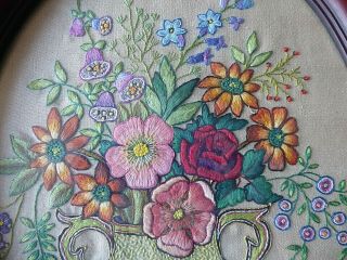 VINTAGE HAND EMBROIDERED PICTURE - EXQUISITE FLORAL BOUQUET 5
