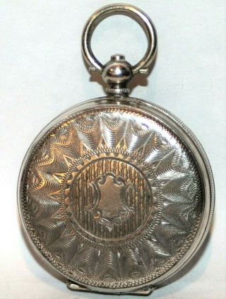 Antique Swiss 19thc Engraved Ornate Coin Silver Open Face Pocket Watch Case 38
