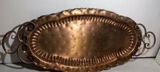 Vintage Gregorian Copper Usa Tray Platter With Handles