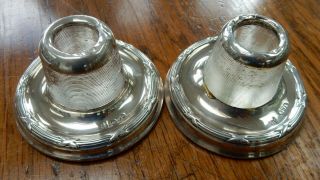 A Antique Silver Rimmed / Silver Bases / Ribbed Glass Match Holders
