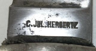 Vintage German C JUL HERBERTZ Boy Scout Knife Metal Sheath Fixed Blade 9 1/2 