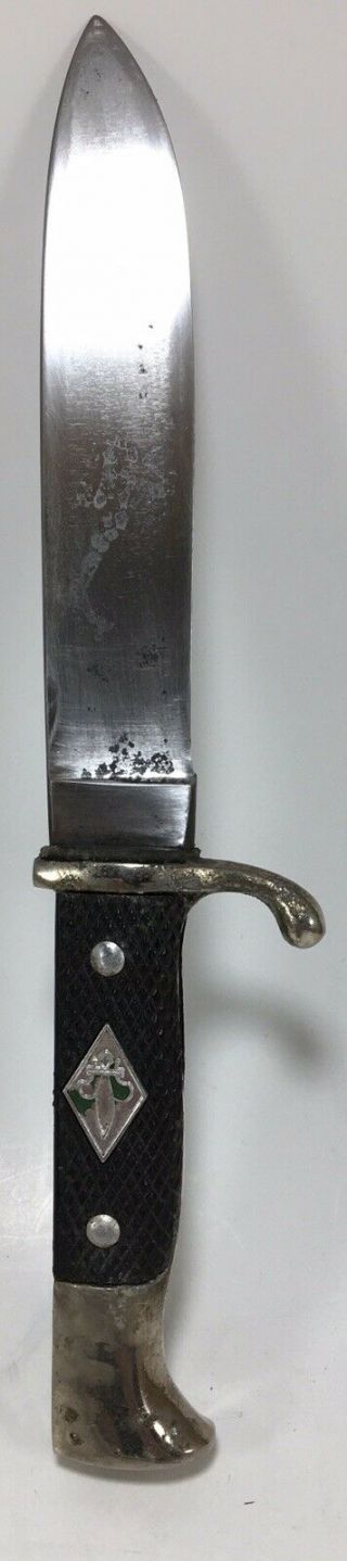 Vintage German C JUL HERBERTZ Boy Scout Knife Metal Sheath Fixed Blade 9 1/2 