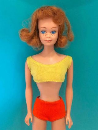 Vintage 1963 60 ' s Mattel Barbie titian friend MIDGE doll JAPAN orig swimsuit 860 2