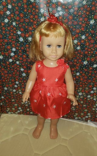 Vintage 1960s Chatty Cathy Doll Mattel 19 " Blonde Hair Blue Eyes Has Pull String