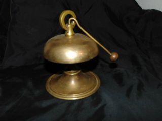 Antique Brass Hotel Desk Bell W/ Hammer 5 1/2 " Tall Guc
