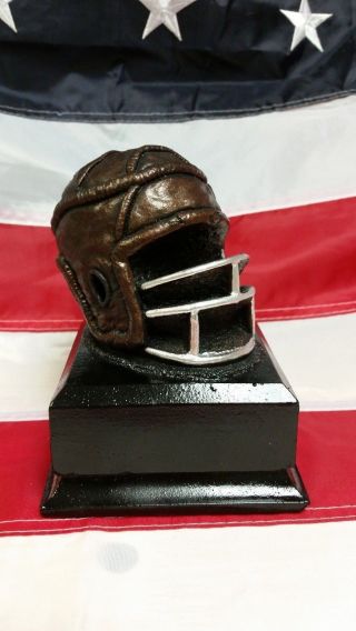Old Tyme Football Helmet Antique Bronze Handmade Sculpture 100 Made In Usa