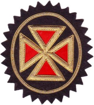 Masonic Knight Templar Grand Commandery Cross Rosette Hand Embroidered (me - 051)