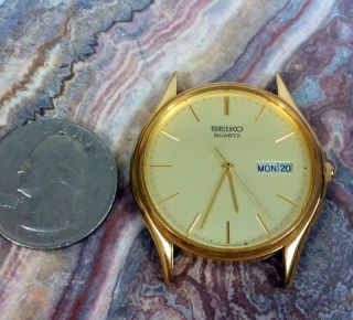 Vintage Seiko Quartz Watch Day/date Black Dial Runs