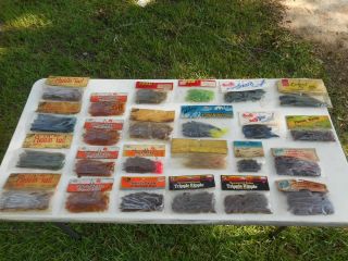 Vintage 24 Packs Plastic Worms Paddle Tail Culprit Toledo Croc Tail Zoom Red 