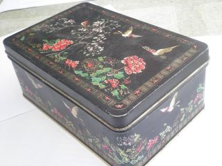 Vintage Orient Tin Metal Box Case,  China Japan Eastern World Ornament Asia,  Retro