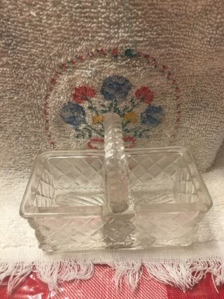 Antique Crystal Divided Basket Unmarked - Weave Design
