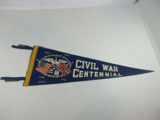 Vintage C.  Shear Inc 1965 Civil War Centennial Souvenir Felt Pennant Retro Decor