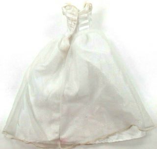 Barbie Vintage White Gown Wedding Satin w/Sparkle Lace Netting Tagged 3