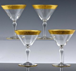 Set Of 8 Depression Era Elegant Gold Rim Martini Glasses Moser 5 - 1/4 "