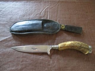 Henley & Co Stag Horn Knife 8 1/2” Othello - Vintage Knife W/ Sheath,  Stainless