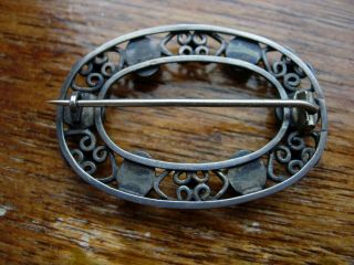 ANTIQUE ARTS AND CRAFTS SILVER GARNET CABOCHON BROOCH ARTIFICERS GUIILD STYLE 8