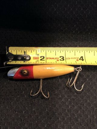 Vintage Wood Wooden Fishing Lure South Bend Fish - Oreno Red & White