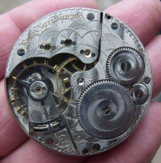 Antique Elgin Natl Watch Co 15 Jewels Pocket Watch Movement.
