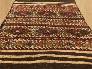 Authentic Hand Knotted Vintage Traditional Persian Wool Kilim Area Rug 3 x 3 FT 3