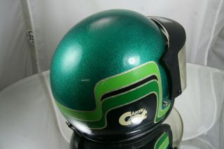 Vintage Arctic Cat Snowmobile Helmet Green Black.  Snowmobile Helmet