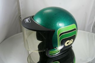 Vintage Arctic Cat snowmobile helmet Green black.  Snowmobile Helmet 2
