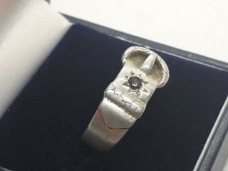 antique solid silver buckle ring with ruby.  size U 2