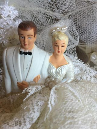 Vintage 1960’s Wedding Cake Topper Bride Groom