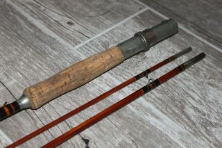 Vintage 3 Piece Bamboo Fishing Pole Rod Walr