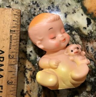 Cute Vintage Rubber Squeaking Baby With Teddy Bear Toy Made In Japan 4